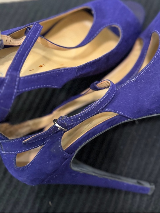 Guess Shoes - Guess Purple Suede T-Strap Stiletto Heels